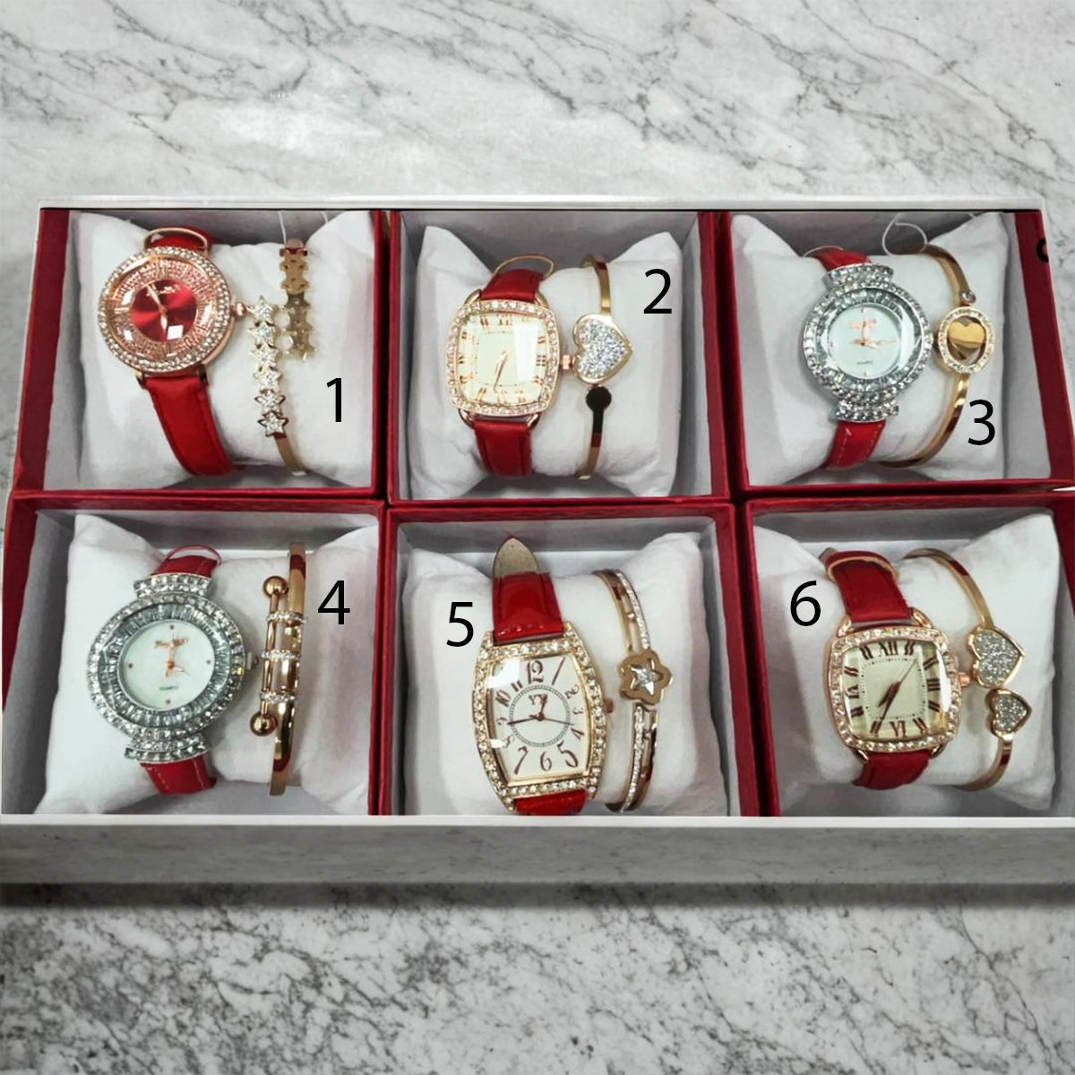 Set sandra orologio + bracciale promo regalo donna tennis strass fiori colorato effetto diamante pz