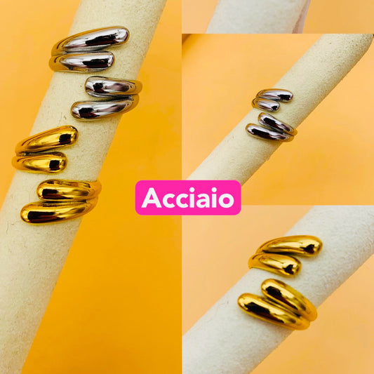 Anello acciaio inossidabile Regolabile per Donna con Trass - Gioiello Elegante e Moderno - Regalo Perfetto 01