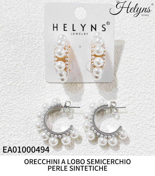 ORECCHINI cerchio elegante acciaio inossidabile strass perle