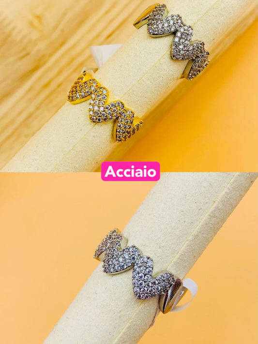 Anello acciaio inossidabile Regolabile per Donna con sTrass - Gioiello Elegante e Moderno - Regalo Perfetto 16