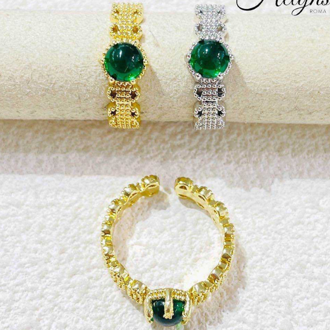 Anello acciaio inossidabile Regolabile per Donna strass zircone pietra verde- Gioiello Elegante e Moderno - Regalo Perfetto 29