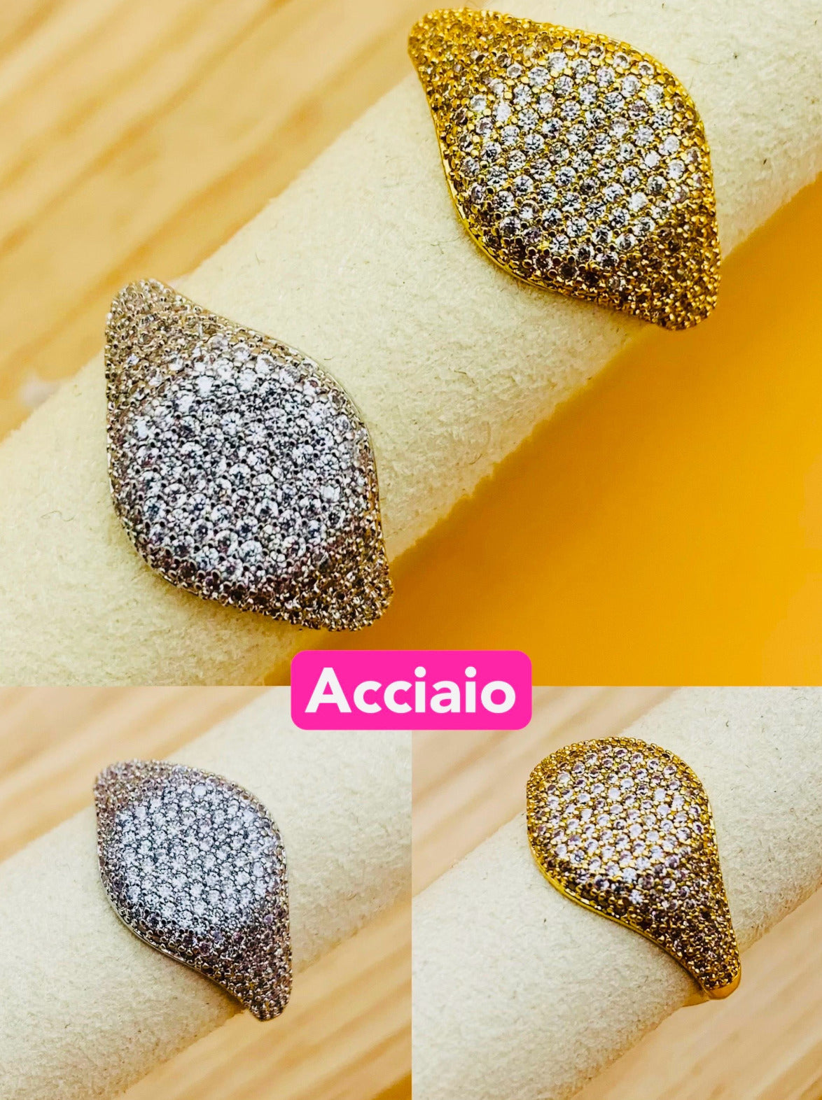 Anello acciaio inossidabile Regolabile per Donna con sTrass - Gioiello Elegante e Moderno - Regalo Perfetto 05