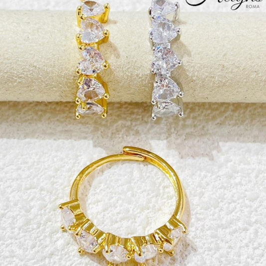 Anello acciaio inossidabile Regolabile per Donna strass fiore oro - Gioiello Elegante e Moderno - Regalo Perfetto 32