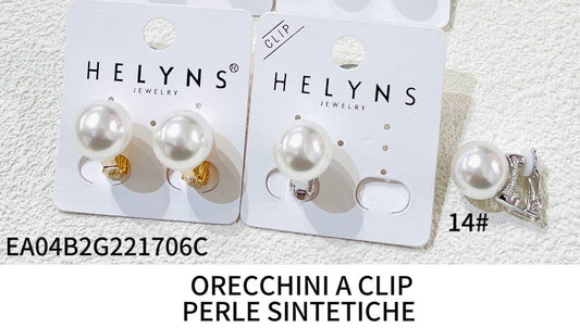 ORECCHINI clip perle acciaio intreccio inossidabile