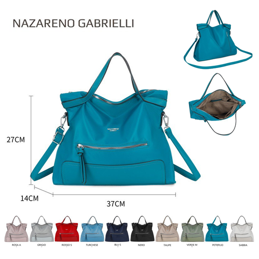 Borsa sacco hobo firmata Nazareno Gabrielli nylon casual elegante